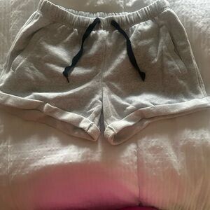 Gray Casual Shorts with Black Drawstring